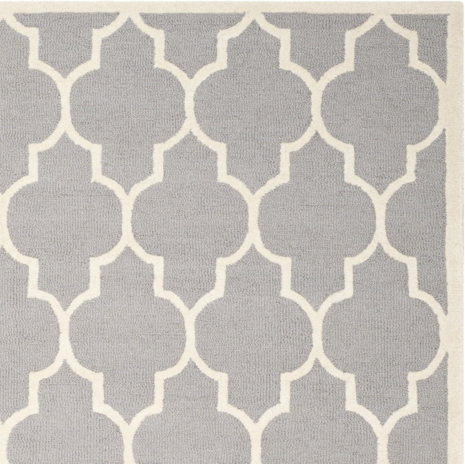 Hand-Tufted Elegance Silver & Ivory Wool 8' x 10' Area Rug