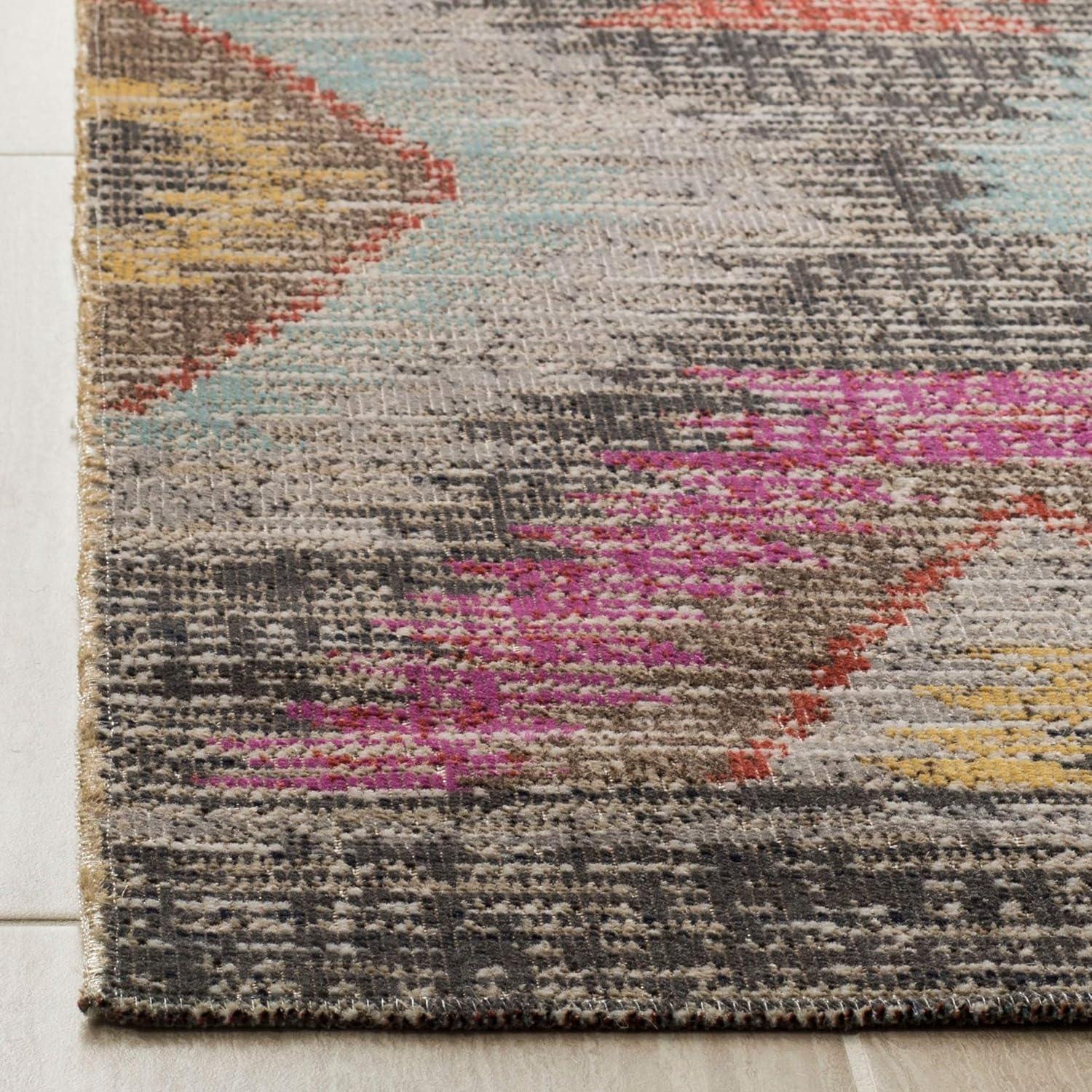 Gray and Multicolor Medallion Flat Woven Runner Rug