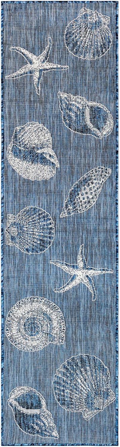Liora Manne Carmel Shells Indoor/Outdoor Rug Navy 1'11" x 7'6"