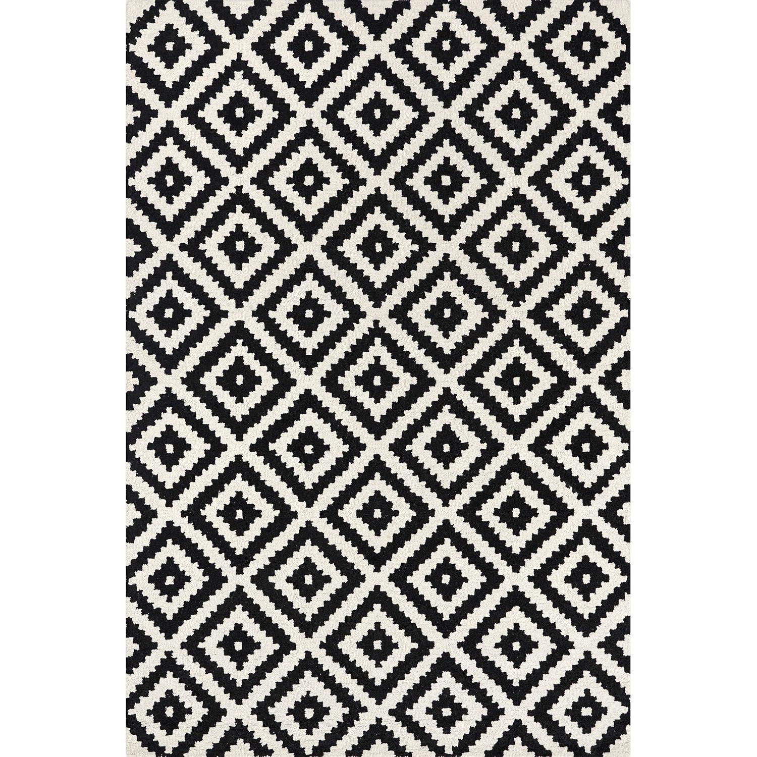 Nuloom Kellee Geometric 5x8 Wool Indoor Area Rug for Living Room Bedroom Dining Room Kitchen, Beige/Brown