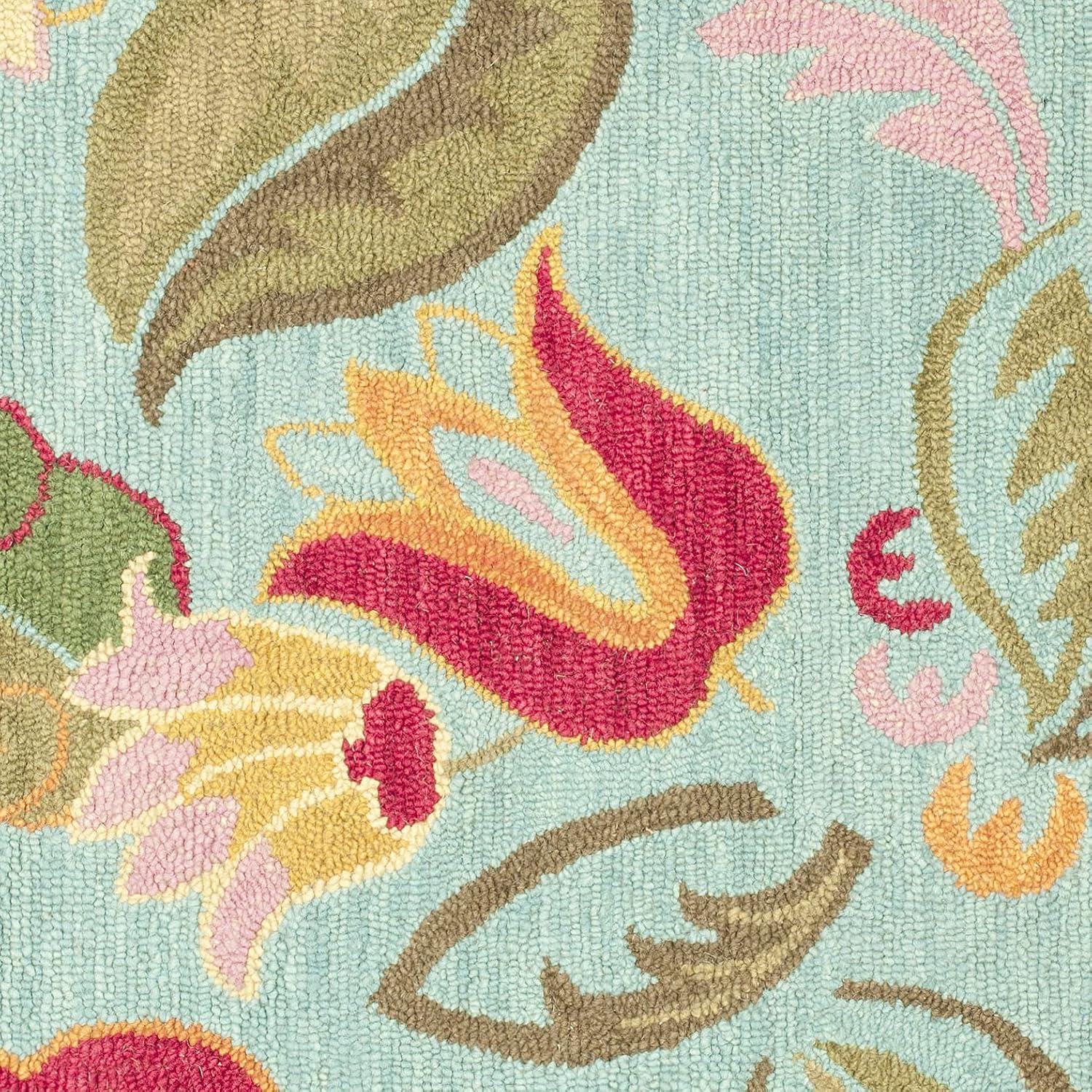 Blossom BLM675 Hand Hooked Area Rug - Blue/Multi - 6'x6' - Safavieh.