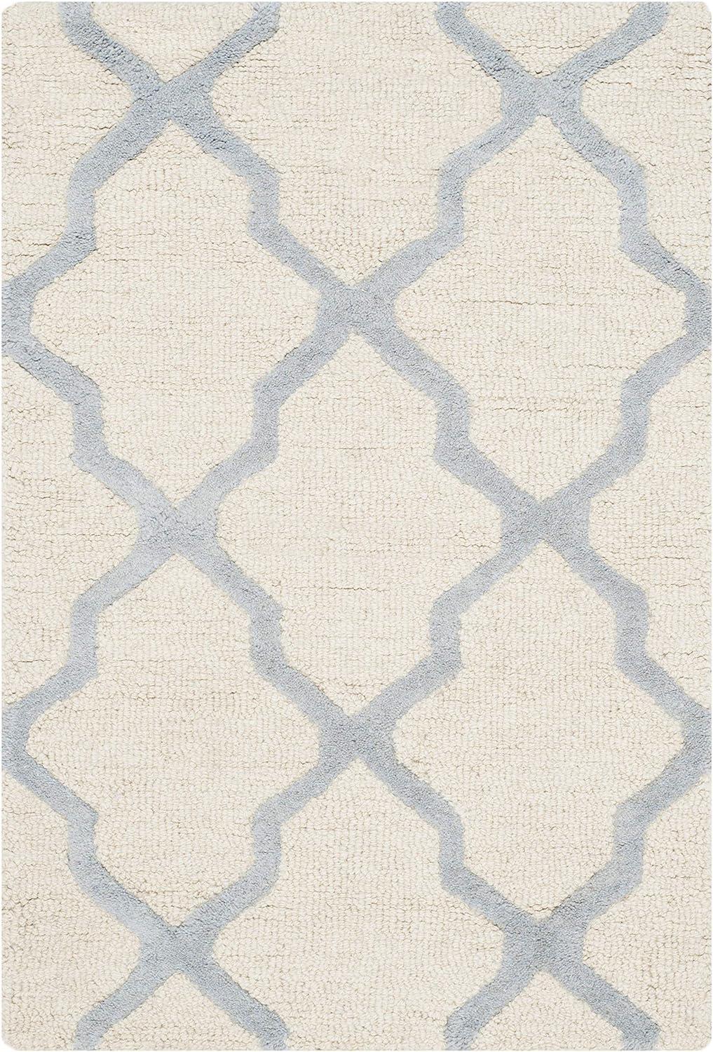 SAFAVIEH Cambridge Liam Geometric Wool Area Rug, Ivory/Light Blue, 2' x 3'