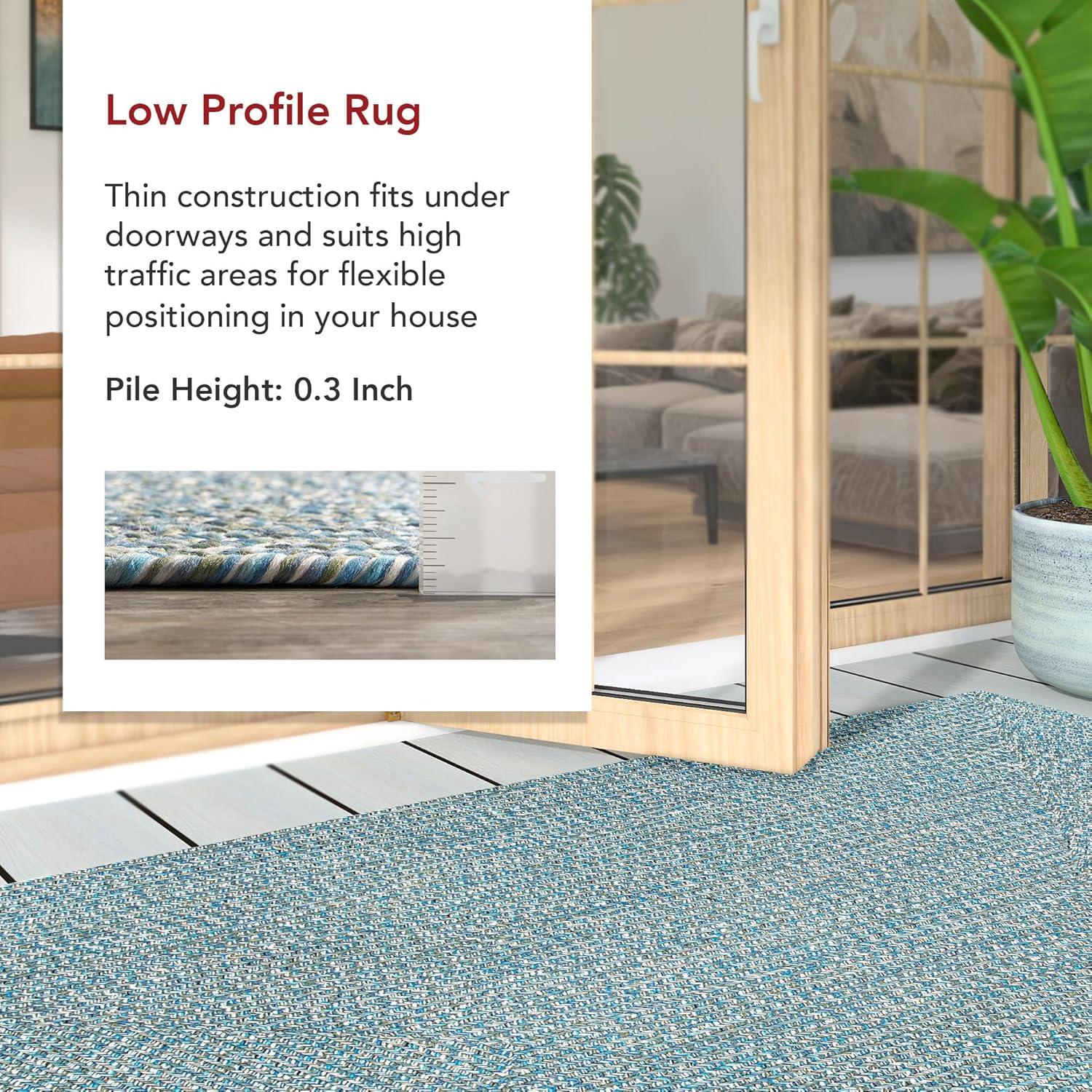 Aqua Braided Reversible Handmade 3' x 5' Synthetic Rug