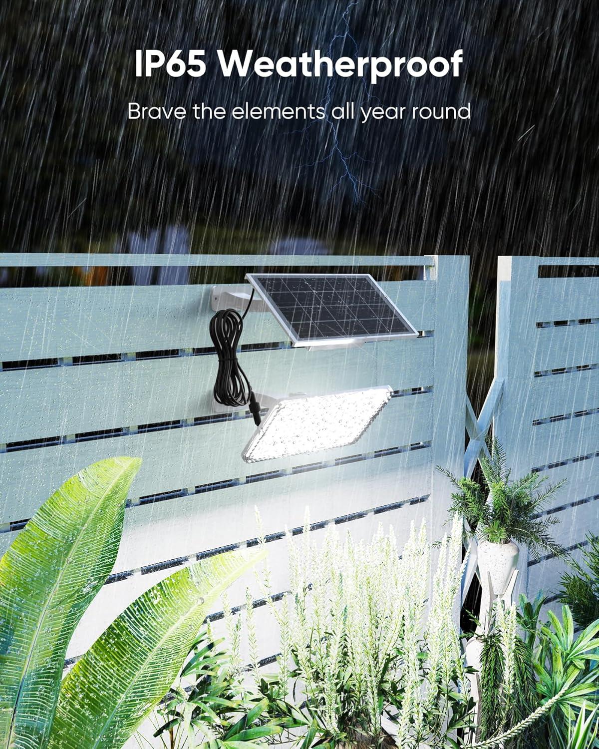 JACKYLED 1000 Lumens 299 LED Solar Lights Outdoor Bright Solar Dusk to Dawn Light with 4000mAh Battery, IP65 Waterproof Outdoor Solar Powered Security Flood Light for Wall Porch Shed Barn