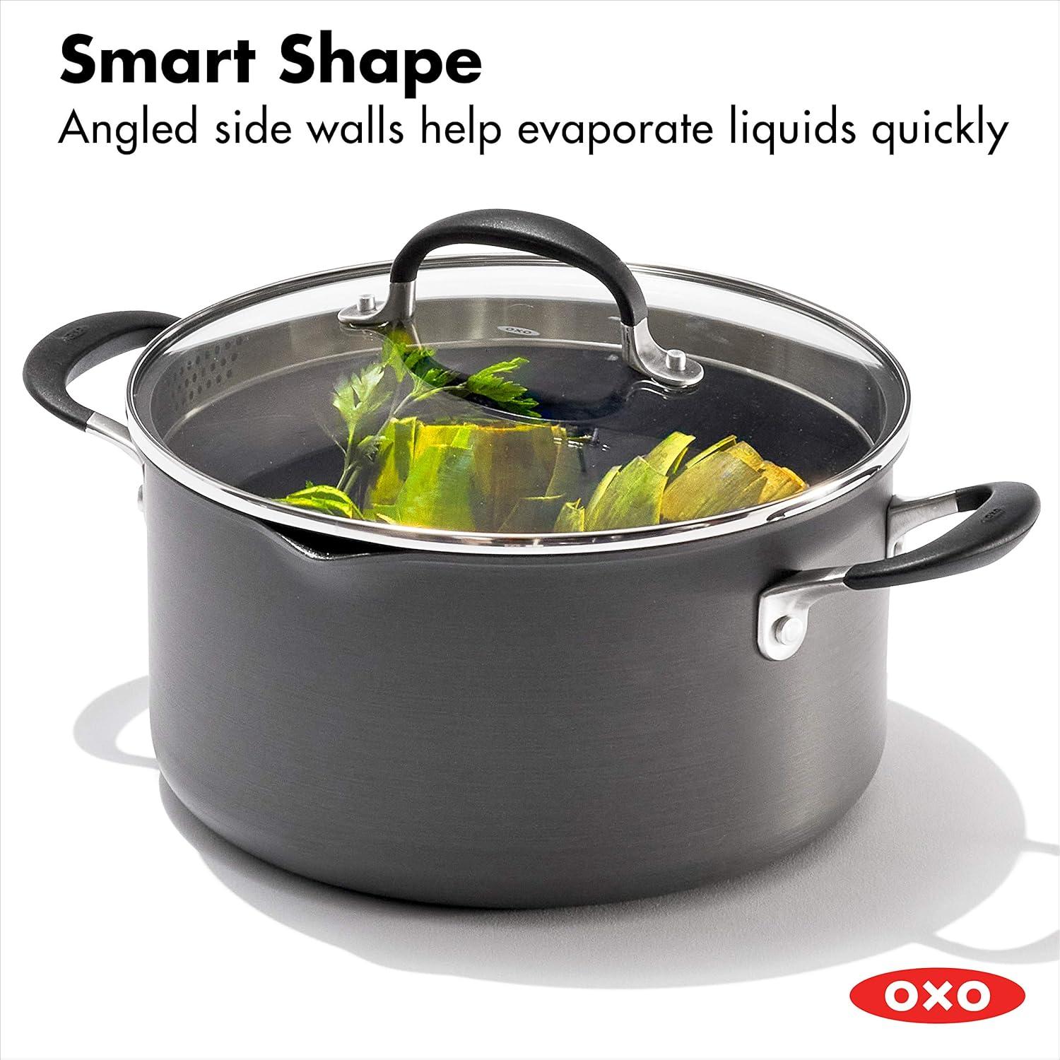 6-Quart Black Non-Stick Aluminum Stock Pot with Lid