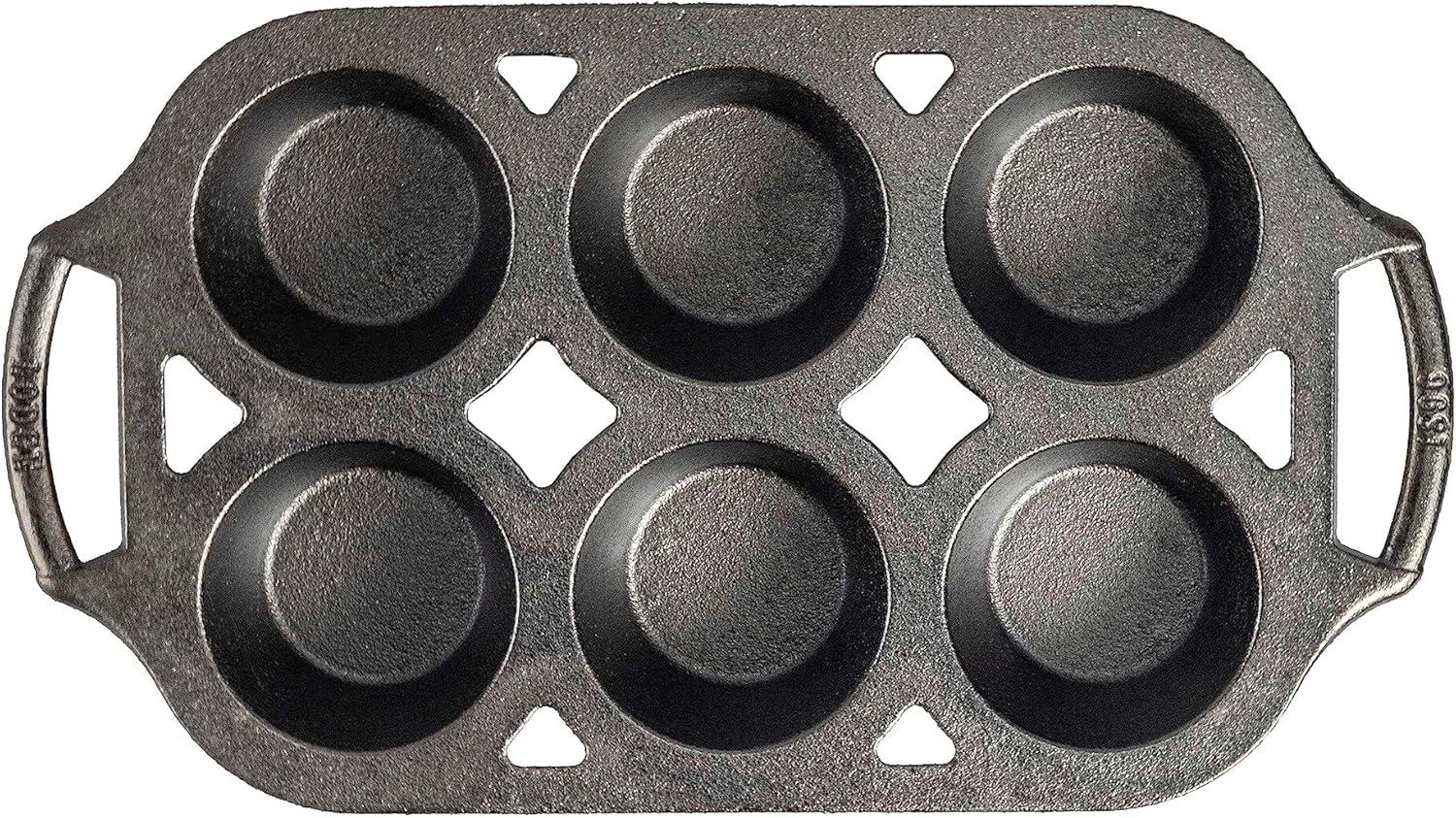 Lodge Gray Cast Iron 6-Cup Non-Stick Muffin Pan