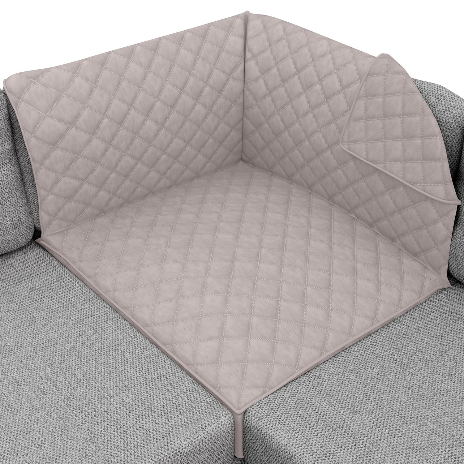 Sofa Shield Sectional Slip Cover, Large Cushion Protector for 30x30" Seat, Light Taupe