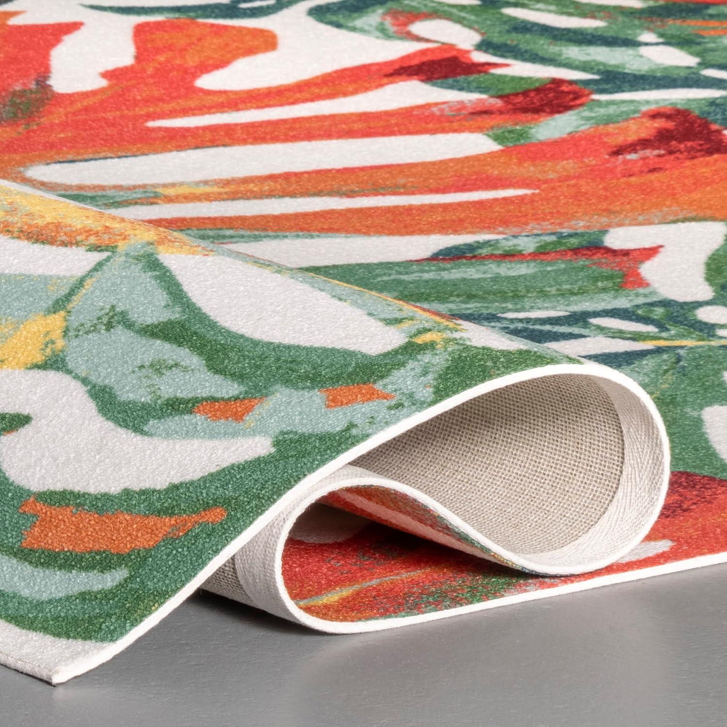 Reversible Multicolor Floral Synthetic 3' x 5' Indoor/Outdoor Rug