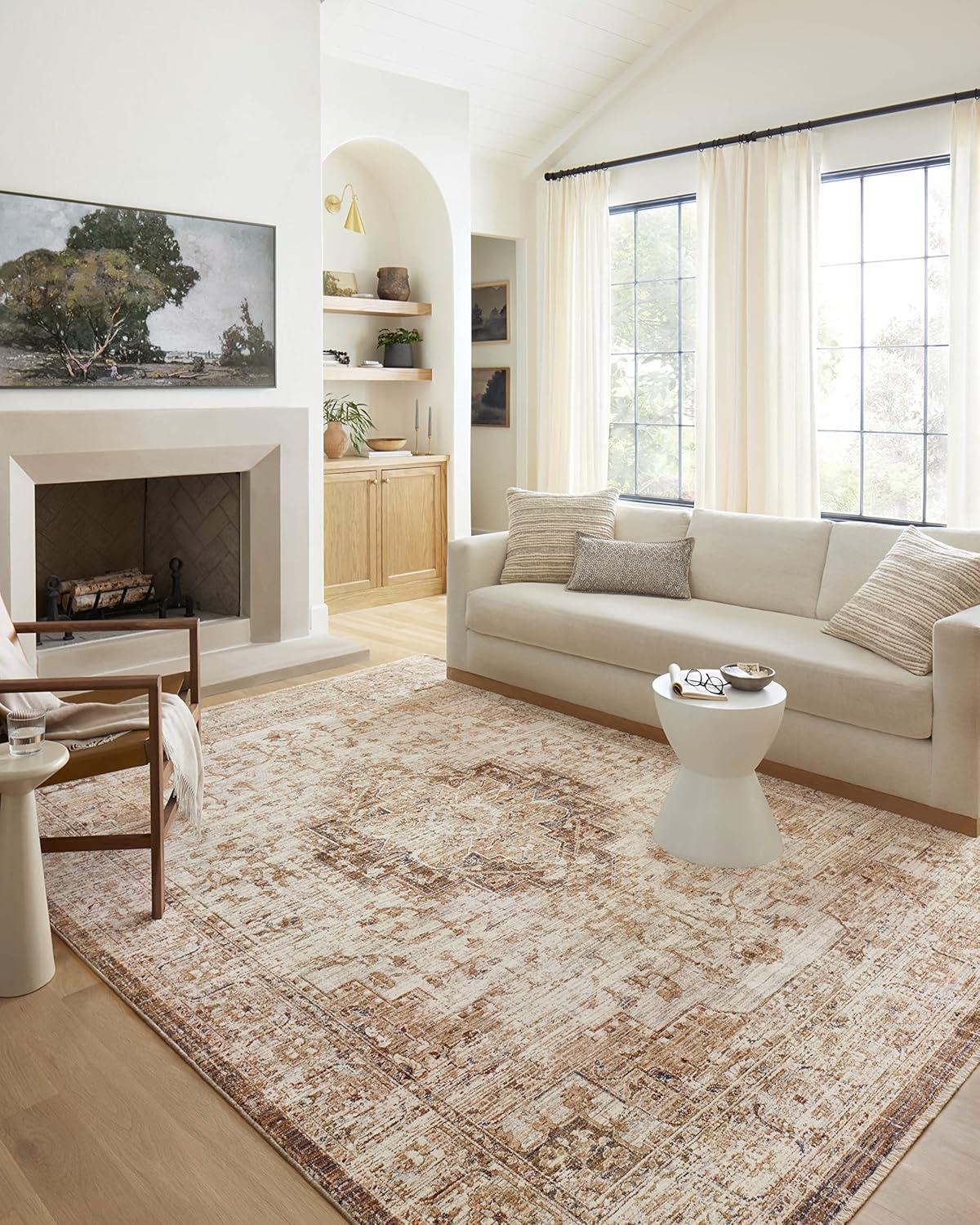 Loloi Rugs Sorrento Oriental Machine Made Power Loom Polyester Area Rug in Beige/Brown