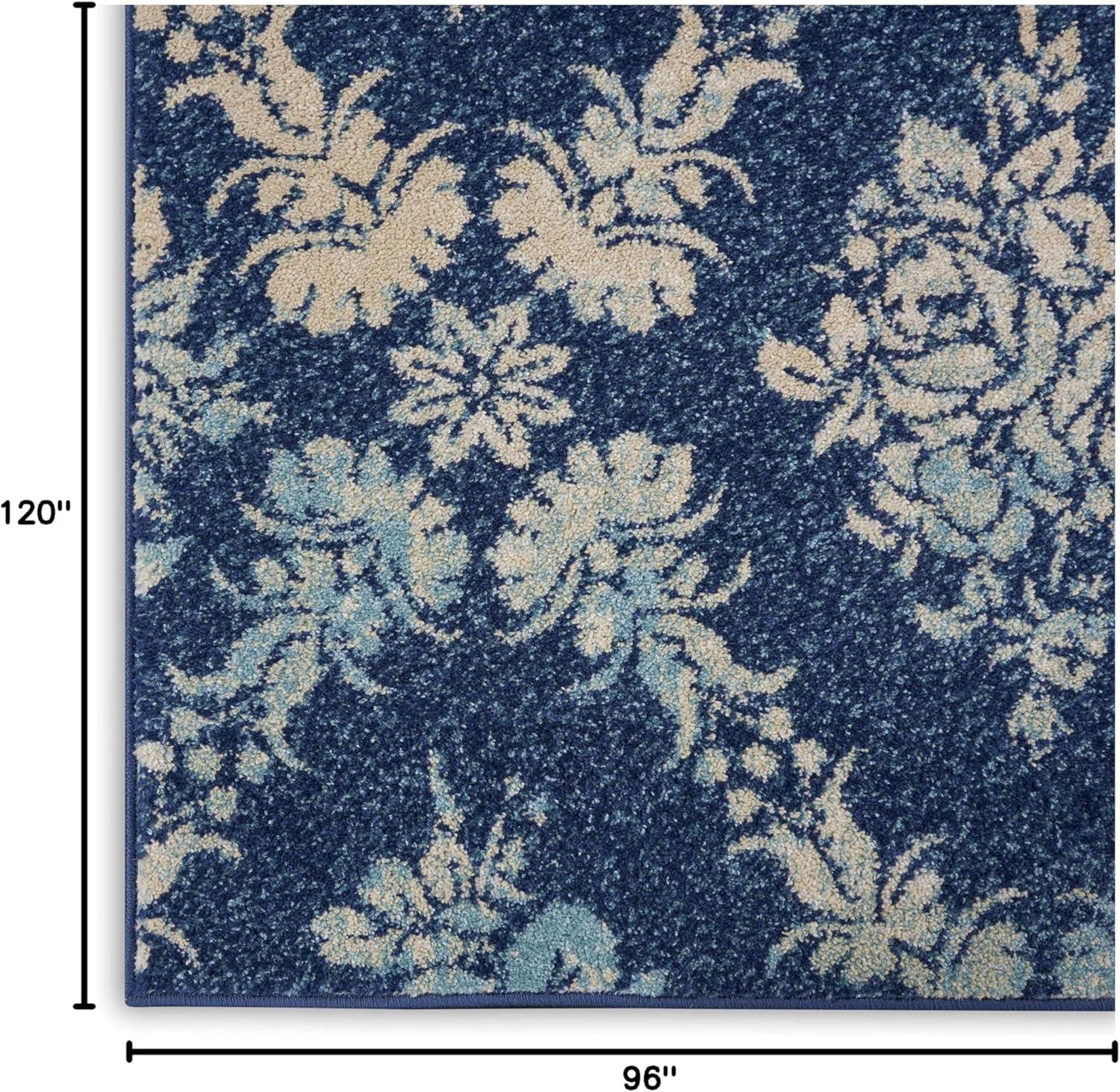 Nourison Tranquil Floral Navy/Light Blue 8' x 10' Area Rug, (8x10)