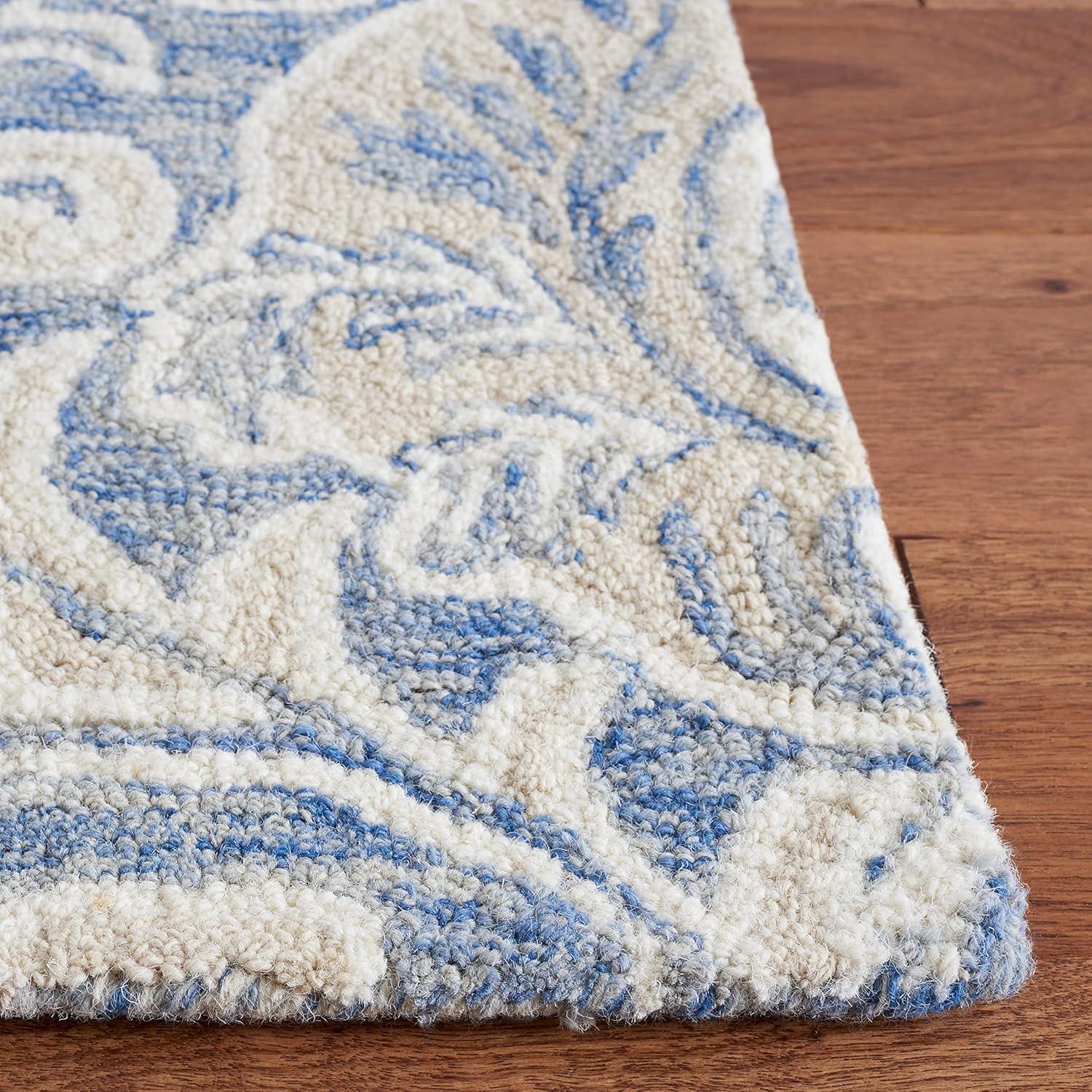 SAFAVIEH Micro-Loop Cornelius Floral Area Rug, Blue/Ivory, 10' x 14'