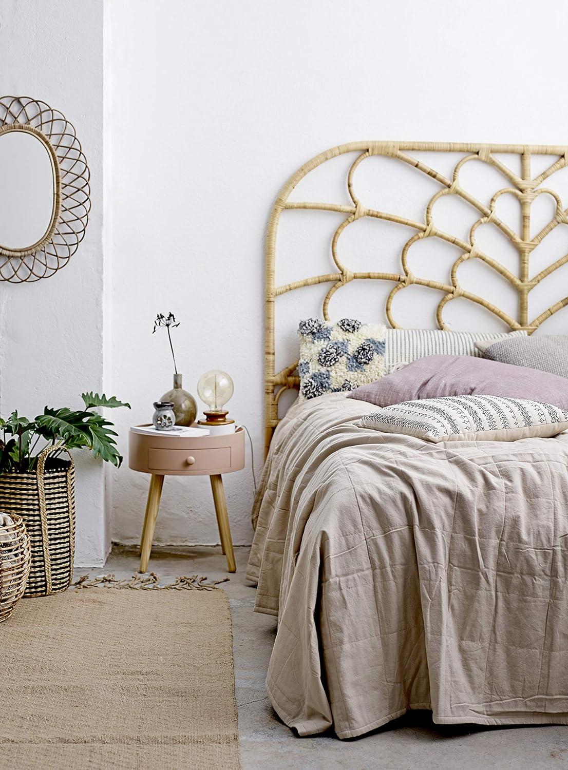 Storied Home Queen Rattan Arched Headboard Natural: Durable Weave, No Assembly, Eco-Friendly Material