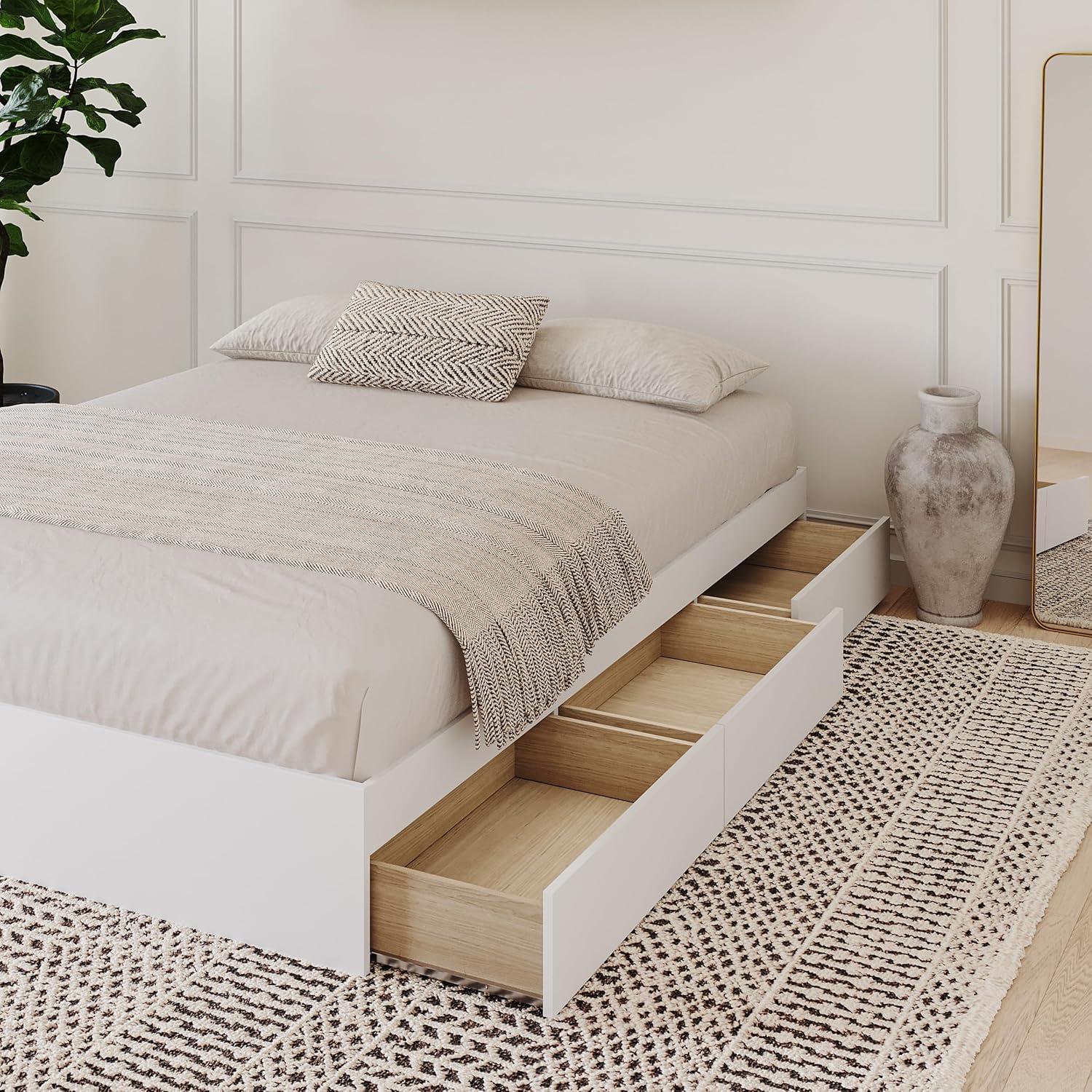 3 Drawer Storage Platform Bed White - Nexera