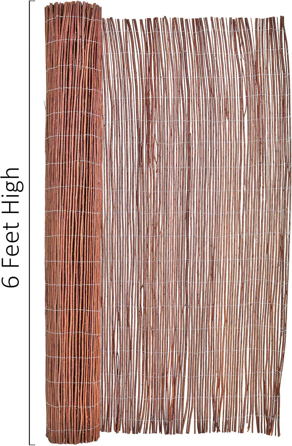 Backyard X-Scapes Natural Willow Rolled Panel Fence Decorative Fencing Natural 6' H x 16' L