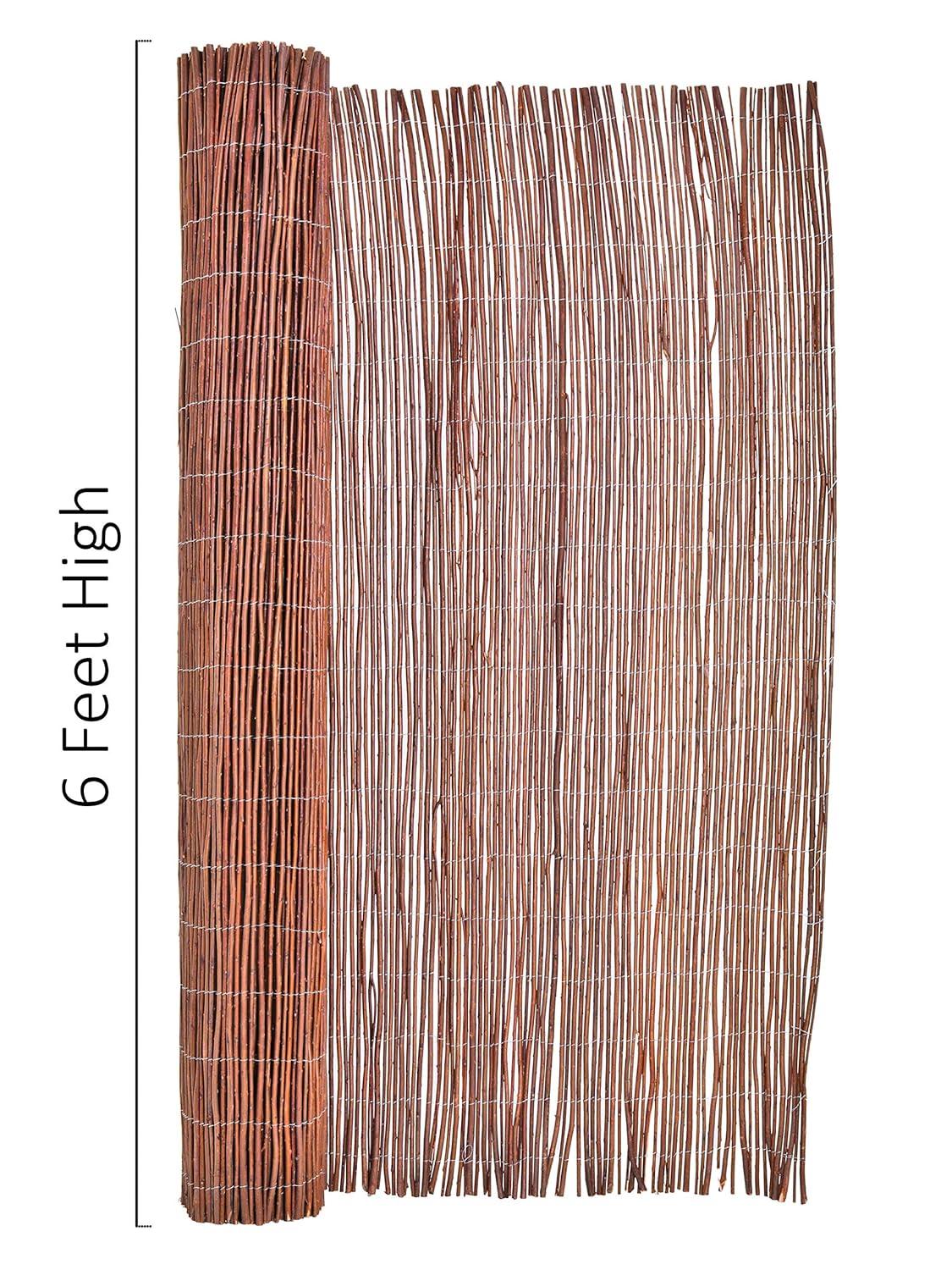 Backyard X-Scapes Natural Willow Rolled Panel Fence Decorative Fencing Natural 6' H x 16' L