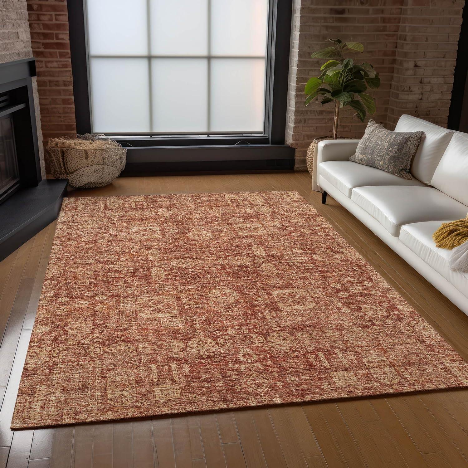 Paprika Flat Woven Synthetic Rectangular Area Rug 3' x 5'