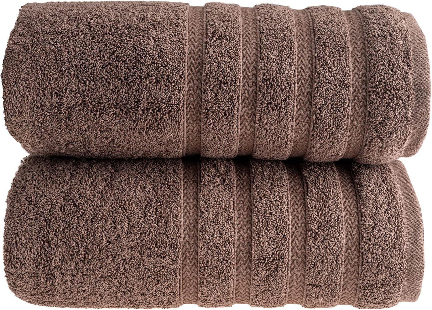 HALLEY Turkish Bath Towels Set - 2 Pack Bathroom Set, Ultra Soft, Machine Washable, Highly Absorbent, 100% Cotton - Luxury Spa Quality - Brown