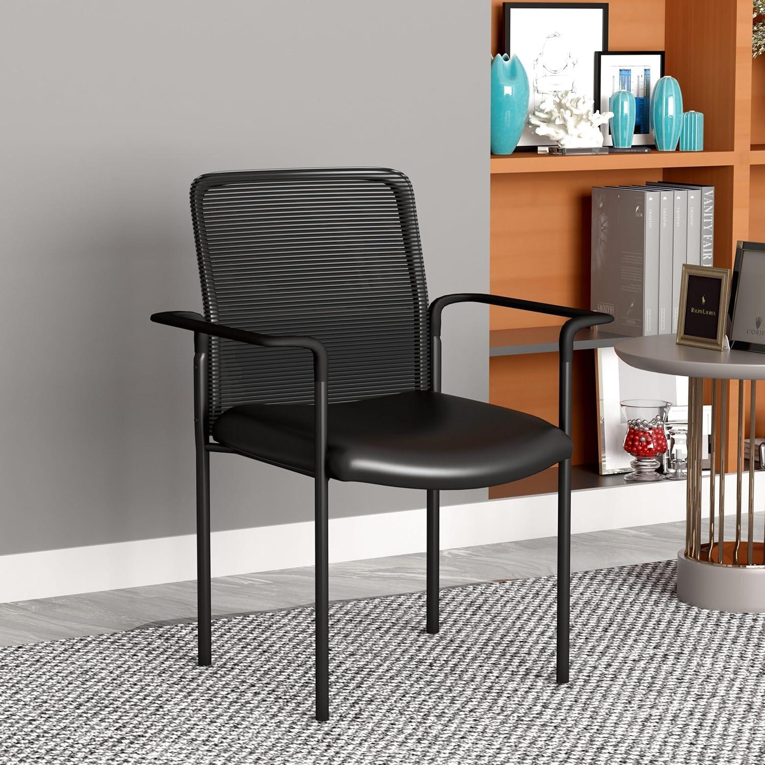 Guest Chair Black - Boss Office Products: Modern Upholstered Office Seating with Lumbar Support, Fixed Arms
