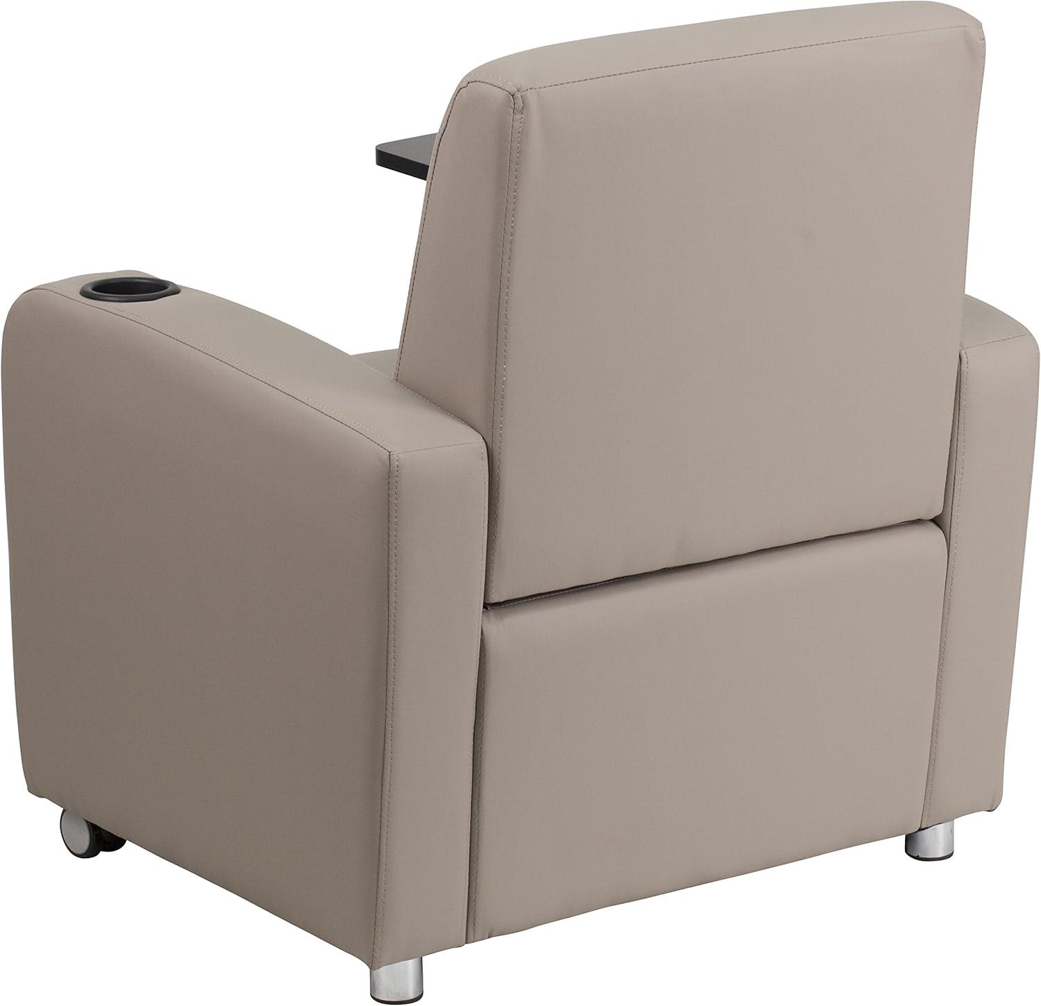 Flash Furniture LeatherSoft Guest Chair with Tablet Arm, Front Wheel Casters and Cup Holder