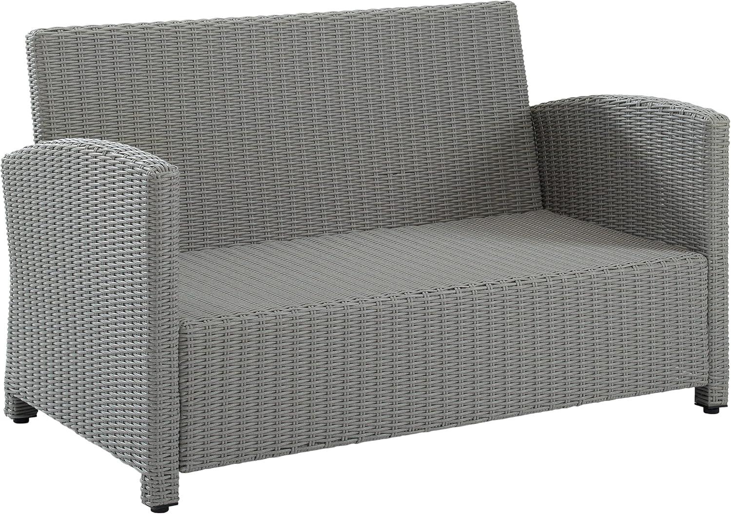 Navy and Gray Wicker Outdoor Loveseat with Steel Frame