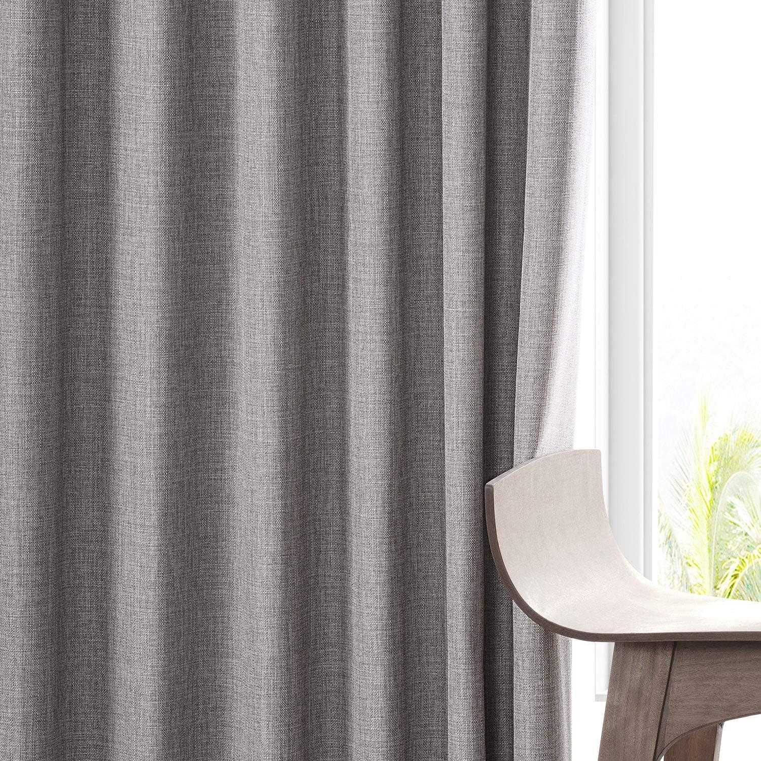 Signature Destination Slate Faux Linen Blackout Curtain (1 Panel), Destination Slate, 50W X 96L