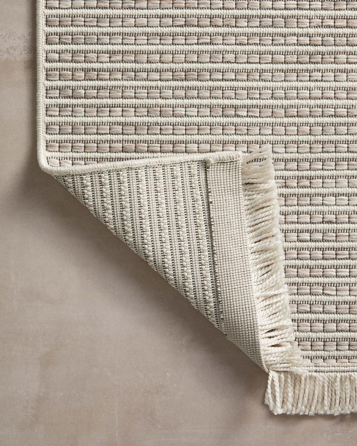 Malibu III Indoor / Outdoor Rug by Amber Lewis x Loloi - Ivory and Dove / 2'3" x 7'7" Runner