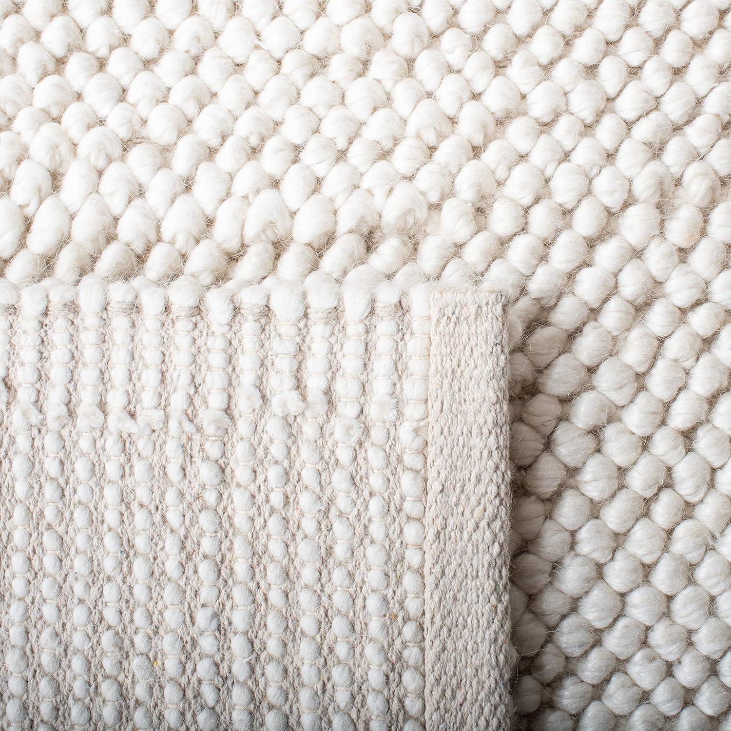 Hand-Tufted Ivory Wool & Synthetic 6' Square Braided Rug