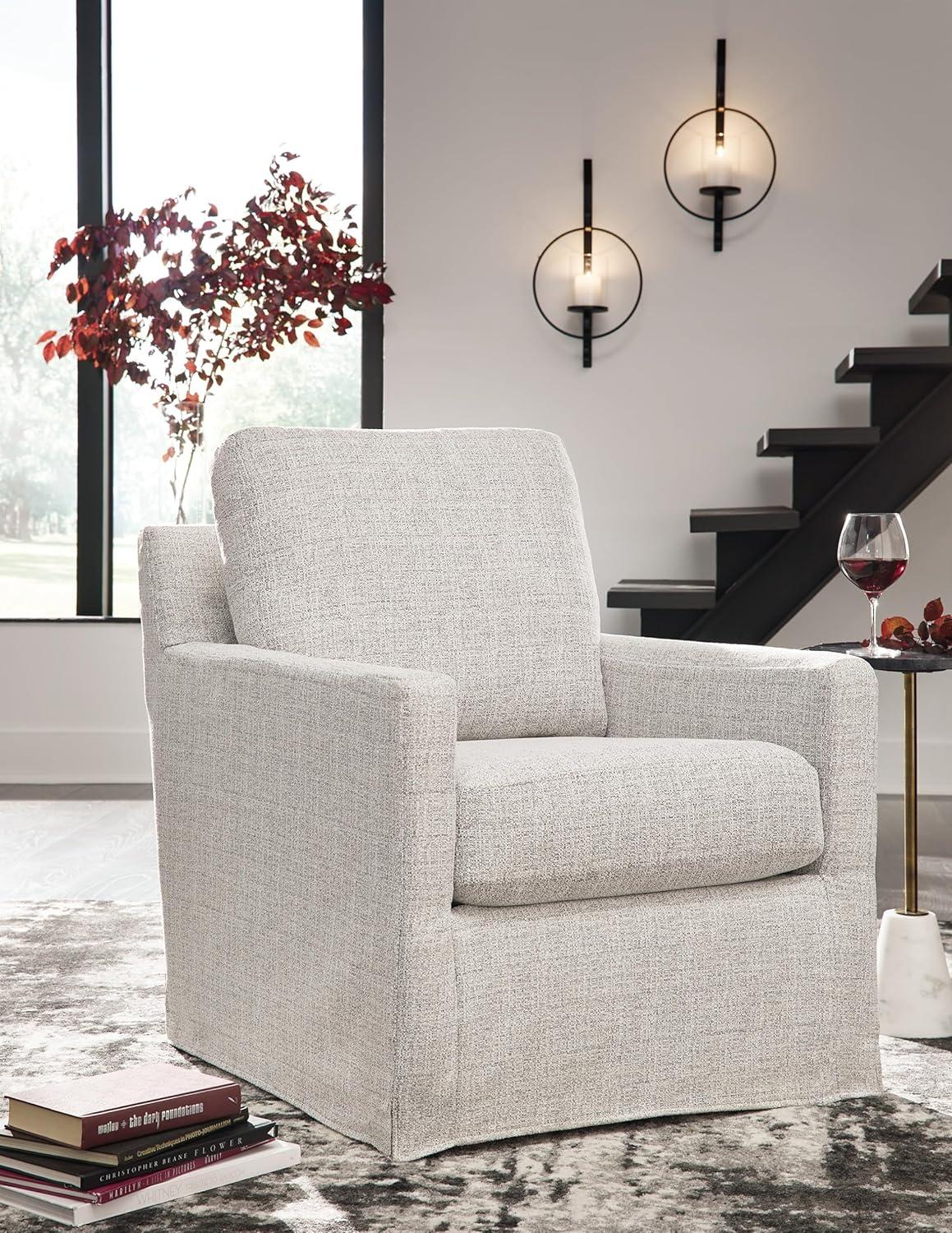 Gray Transitional Swivel Glider Accent Chair with Metal Base