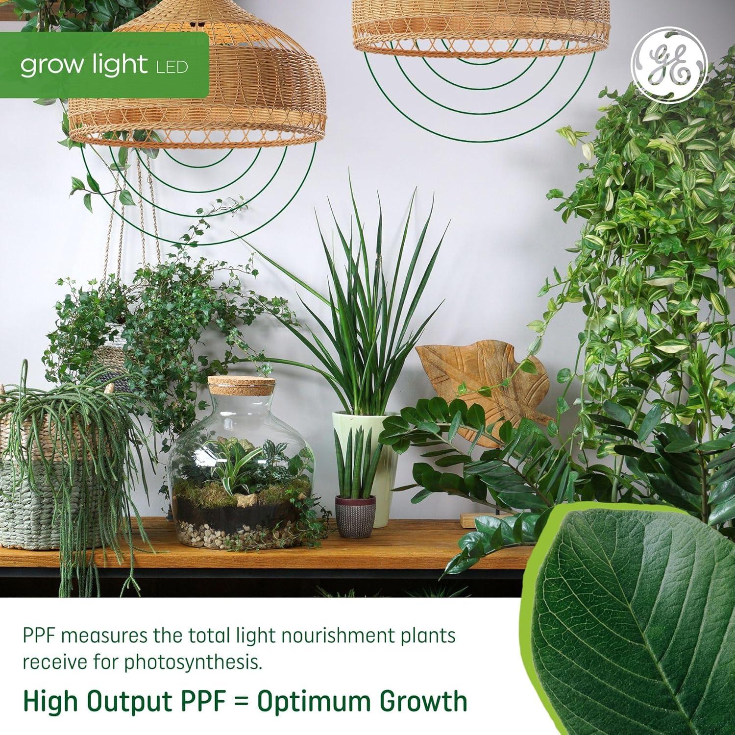 GE Grow Light Fixture for Flowers and Fruit 2'': LED, 40W, 2000 Lumens, Non-Standard Shape, 24'' Bulb, Suitable for Damp Locations