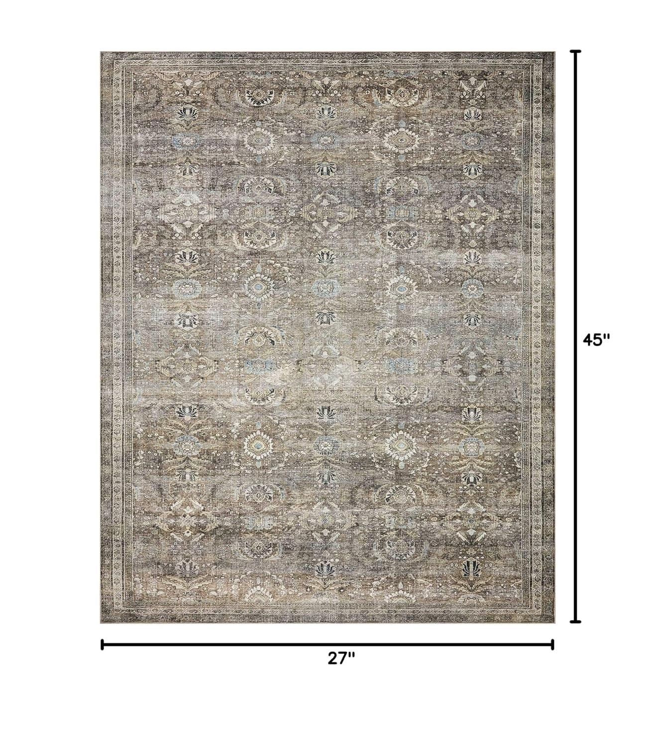 Layla Gray and Taupe Distressed Bohemian Printed Area Rug