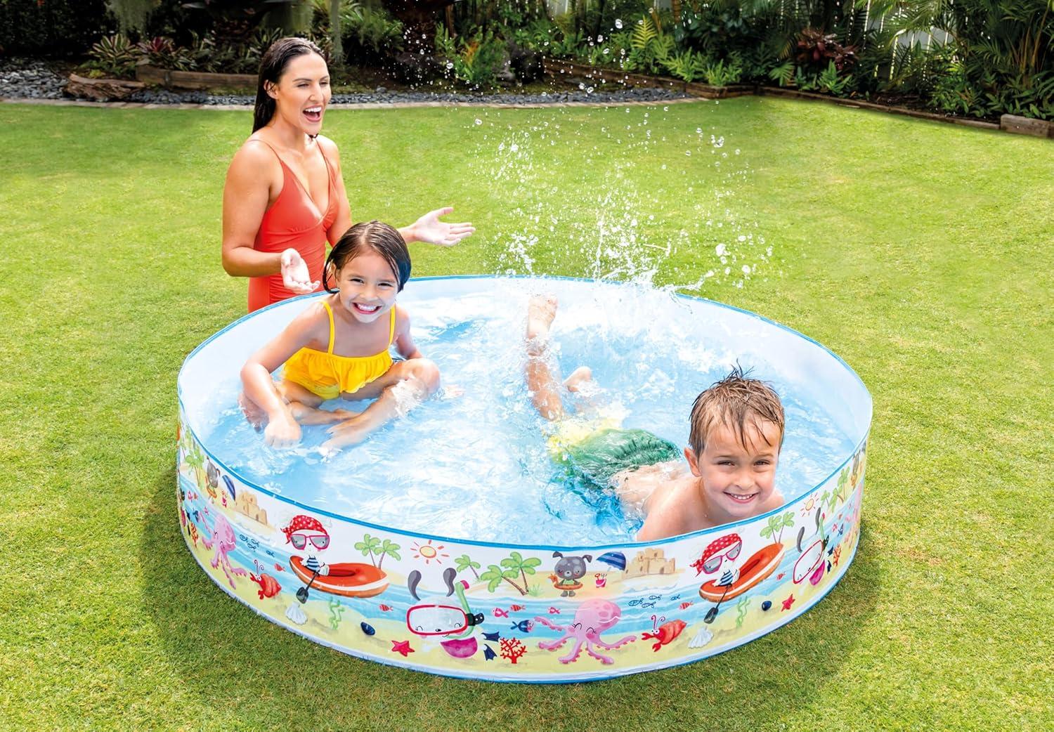 Beach Days Round Inflatable Kiddie Pool with Colorful Graphics