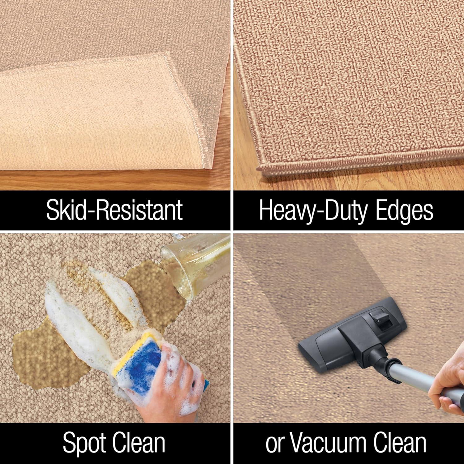 Collections Etc Extra-Wide and Extra-Long Skid-Resistant Floor Runner Rug for High-Traffic Flooring Areas, Including Entryways, Hallways, Foyers and Kitchens, Sand, 28" X 60"