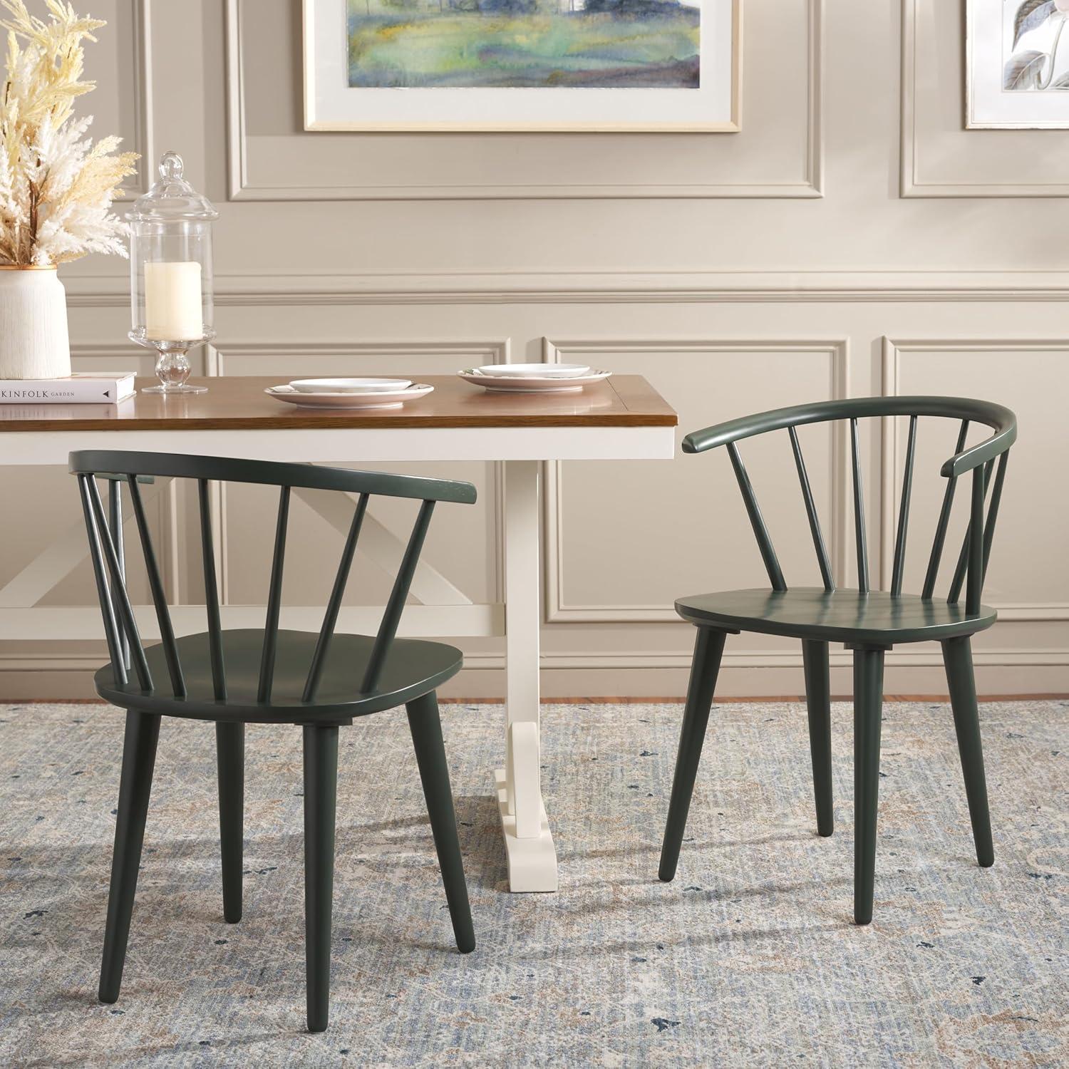 SAFAVIEH Blanchard Contemporary Wood Solid Dining Bistro Chair, Garden Green (Set of 2)