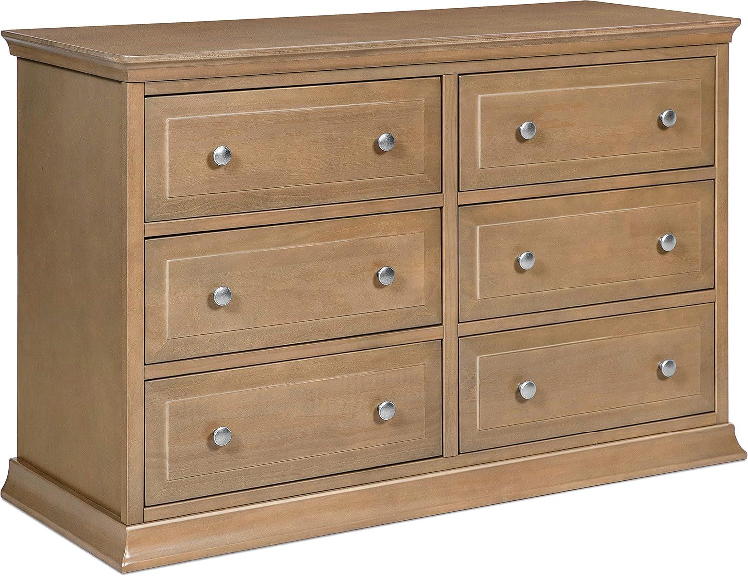 Hazelnut Pinewood Double Dresser with Six Drawers