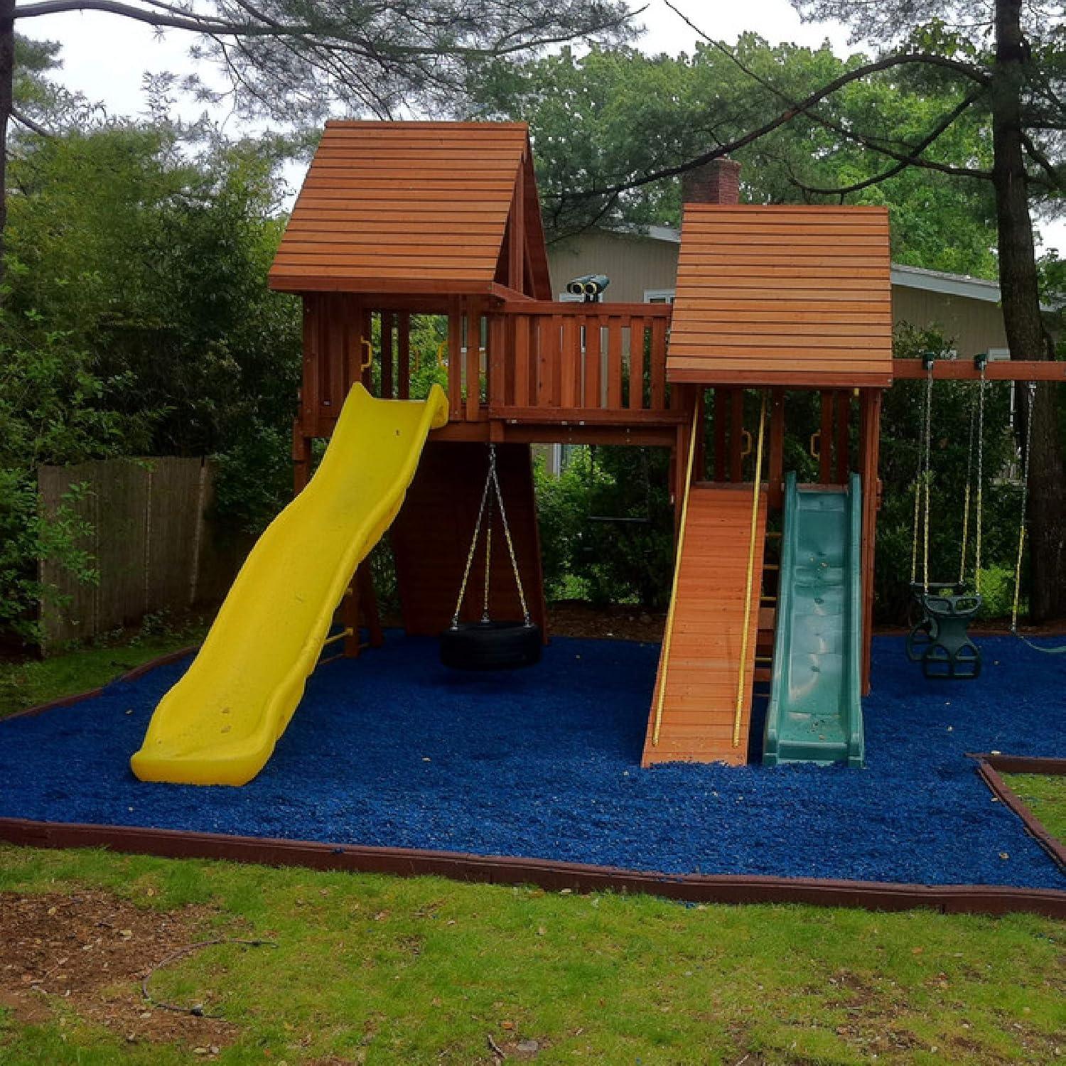 NuPlay Rubber Nugget Playground Protective Flooring Gyms, Swing Set Play Areas, 1 Pack, Black - 25Lbs