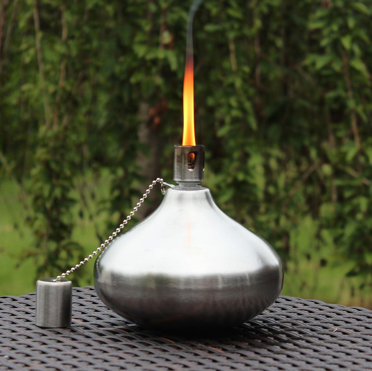 Seraphic Metal Citronella Torches for Outside - Large 30oz Table Top Torch, Stainless Steel
