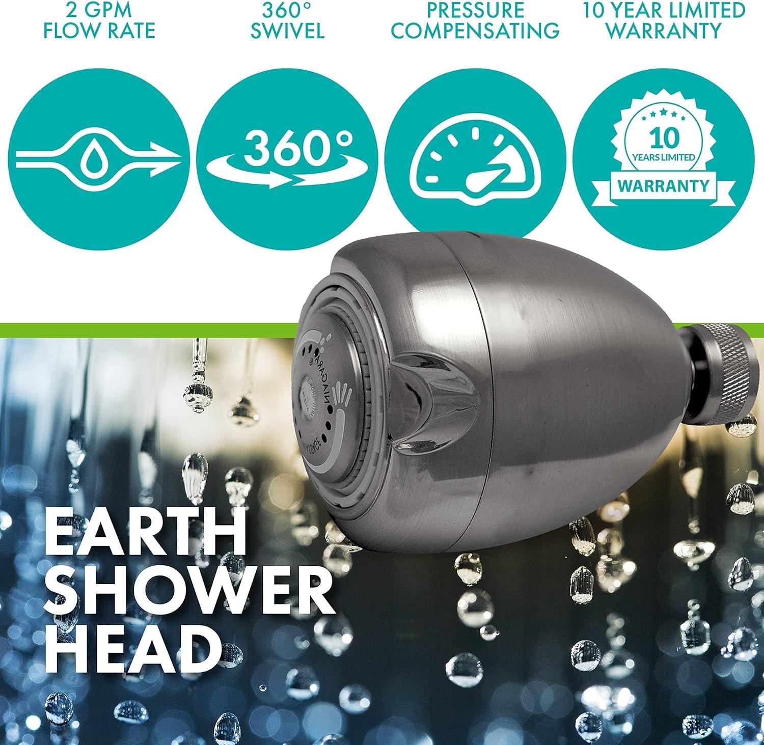 Niagara Conservation Earth Spa 3-Spray with 2 GPM 2.7-in. Wall Mount Adjustable Fixed Shower Head