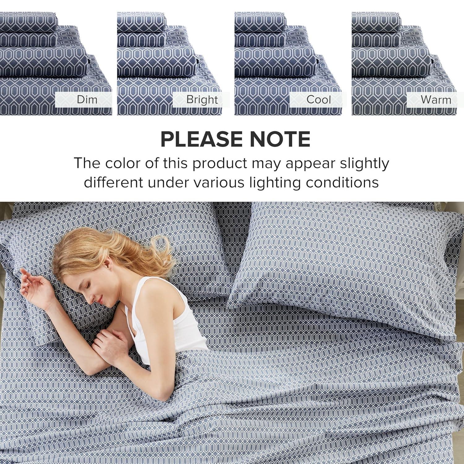 Comfort Spaces Diamond 100% Cotton Printed Sheet Set, Twin, Blue