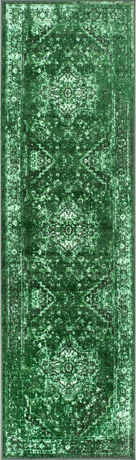 Green Tufted Reversible Synthetic Runner Rug