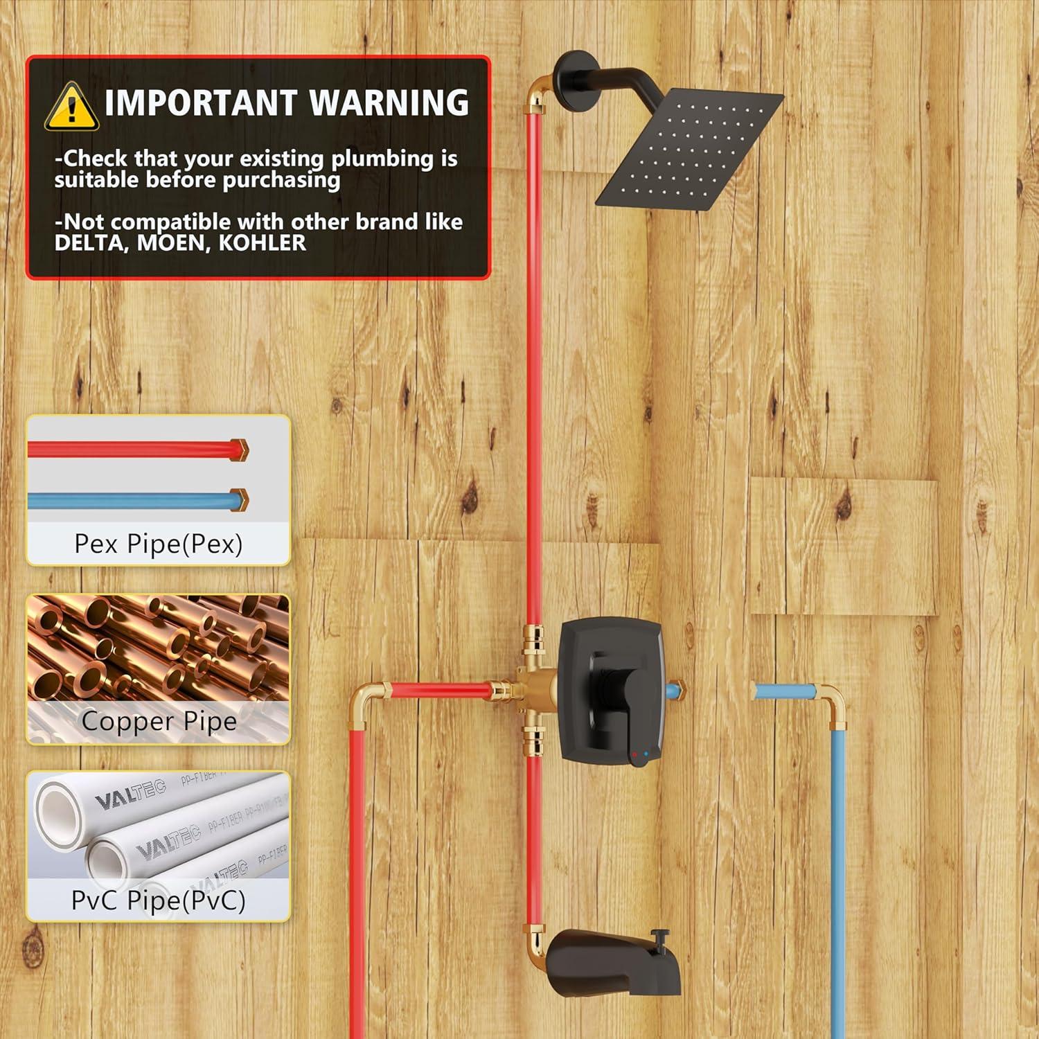 HOMGOO Complete Shower System with Rough-in Valve HG-6209PB