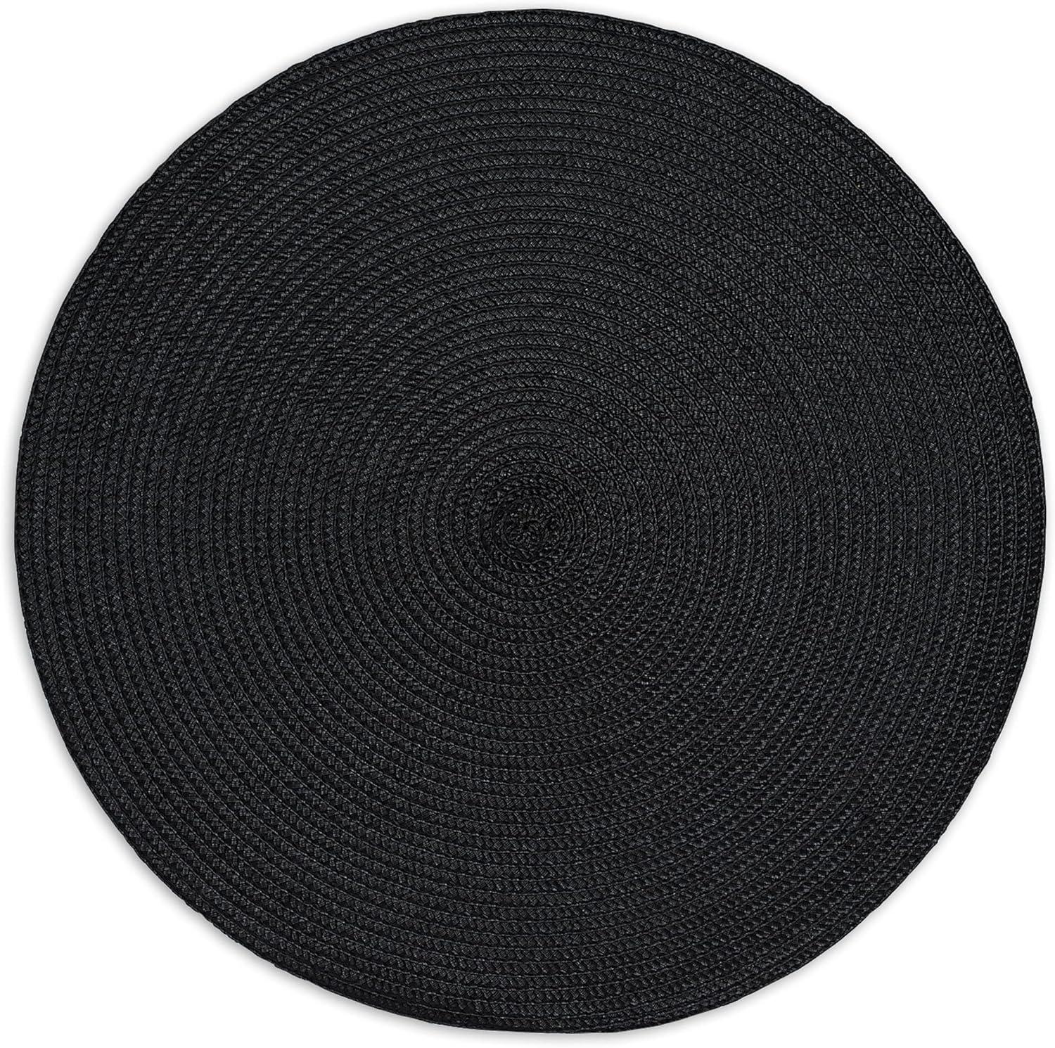 Black Indoor of Outdoor Round Placemat (Set of 6)