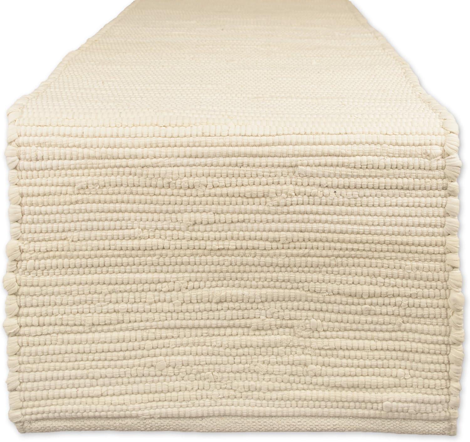 DII 14x72" Modern Cotton Chindi Table Runner in Solid Natural