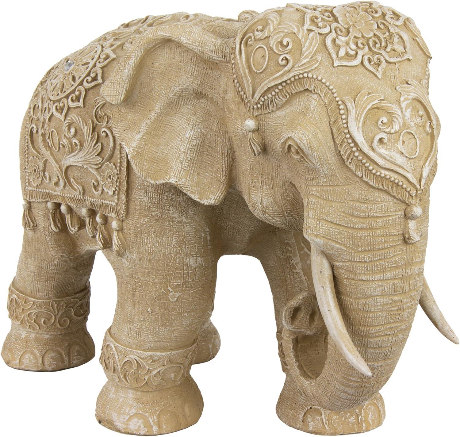 Oriental Furniture 20" Ivory Elephant Statue