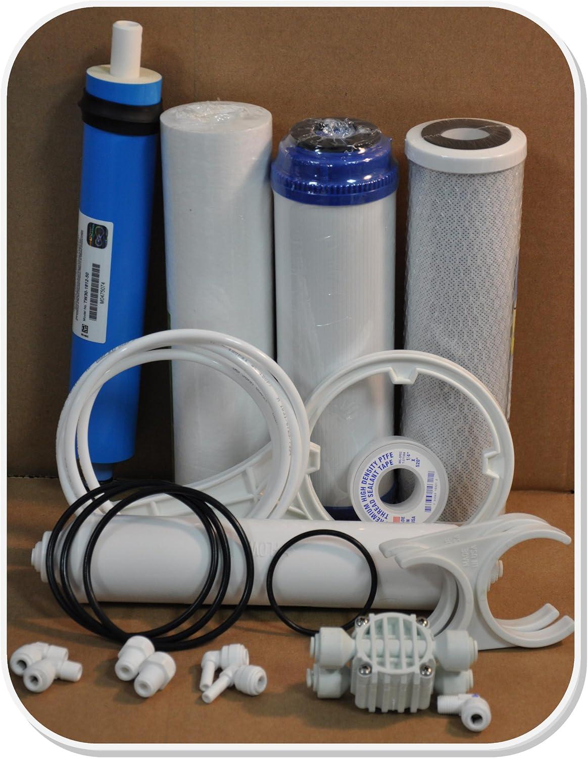 Reverse Osmosis (RO) Service and Maintenance Kit with Replacement Filters and Membrane