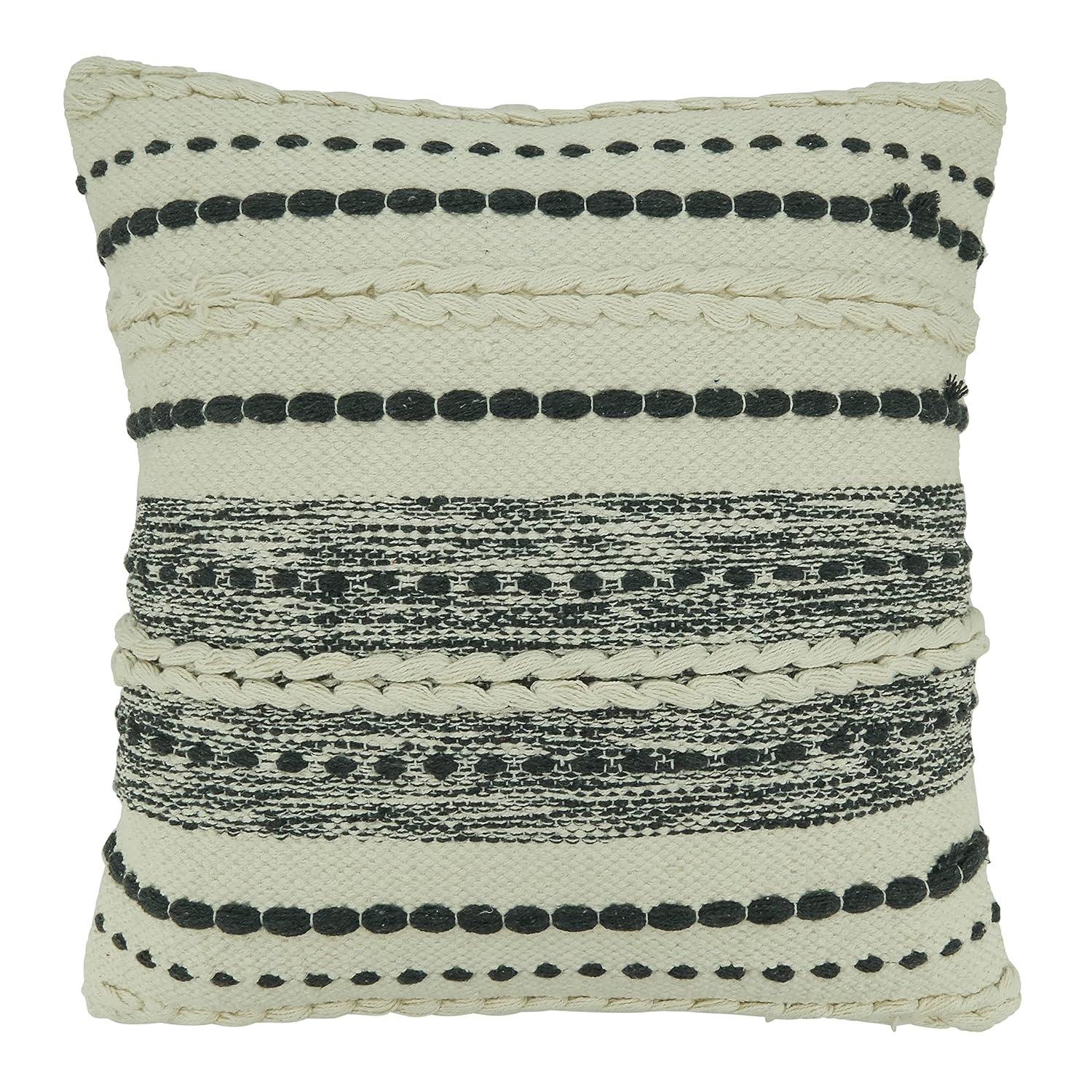 Saro Meir Design Striped Cotton Throw Pillow