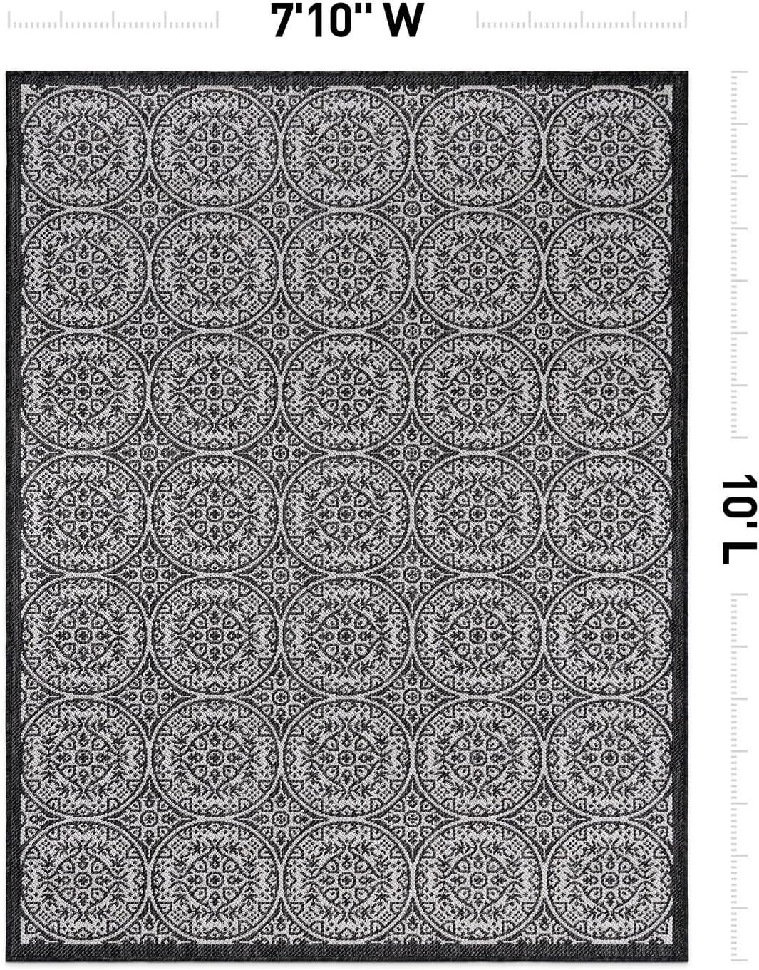 World Rug Gallery Transitional Floral Circles Textured Flat Weave Indoor/Outdoor Area Rug