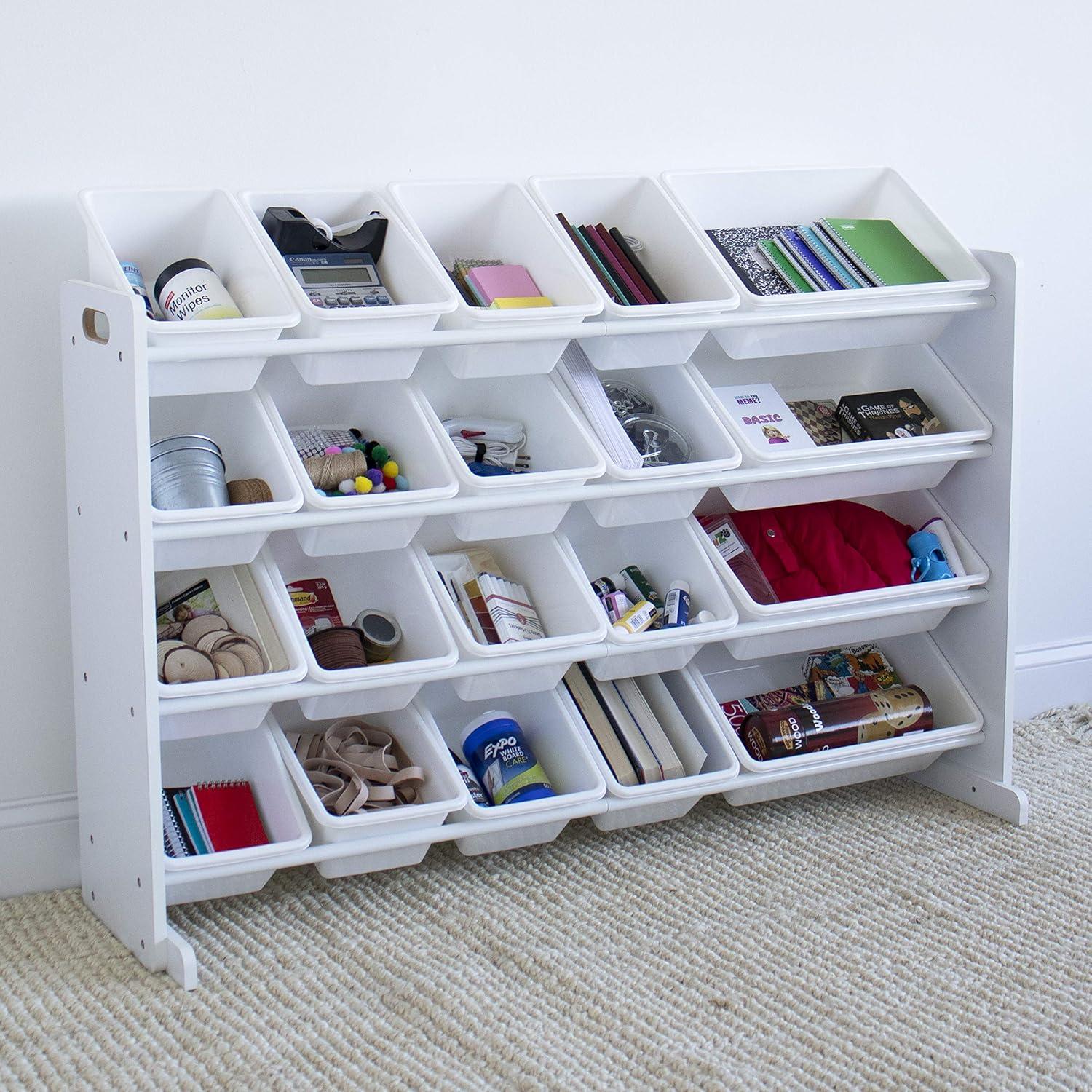 Cambridge Extra Large Kids' Toy Storage Organizer with 20 Storage Bins White - Humble Crew: MDF Bin Shelves, 4 Shelves