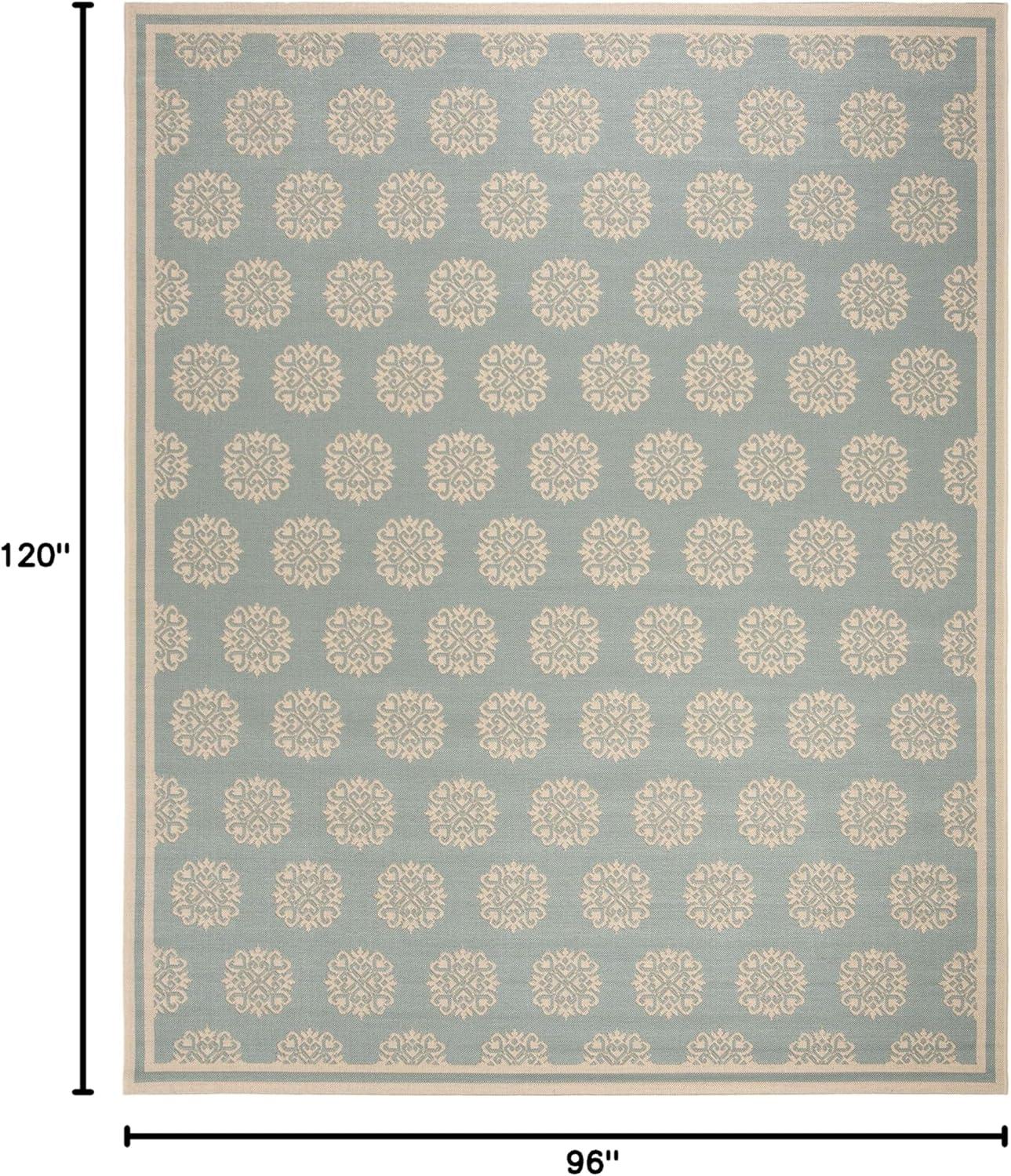 SAFAVIEH Beach House Callahan Geometric Indoor/Outdoor Area Rug Blue/Cream, 7'10" x 10'