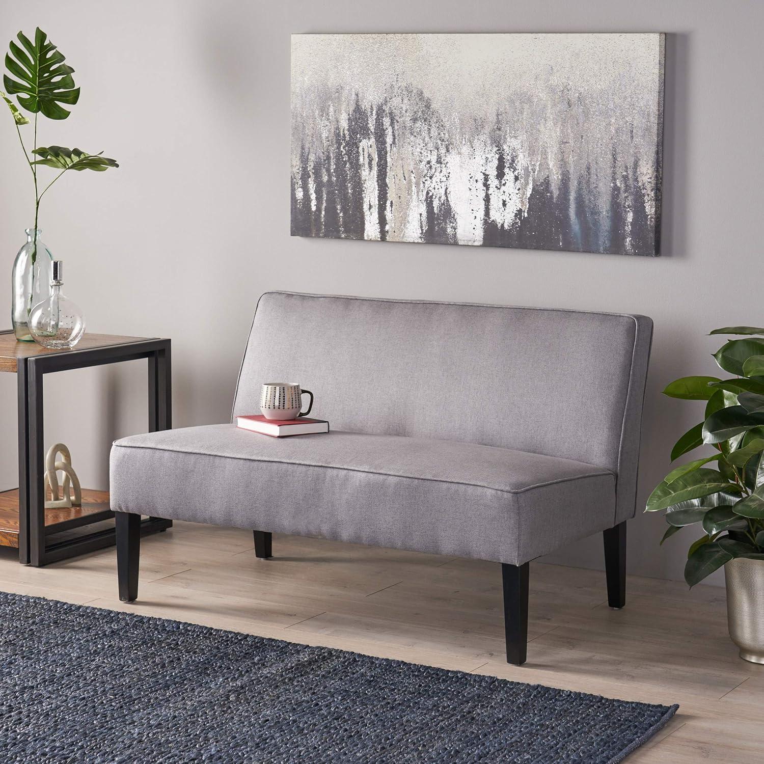 Dejon Loveseat Gray - Christopher Knight Home: Armless, Upholstered, Polyester, Hardwood Frame