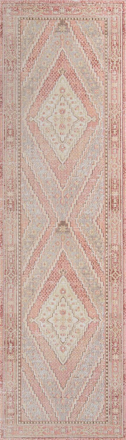 Elegant Pastel Pink Braided Synthetic Rectangular Rug